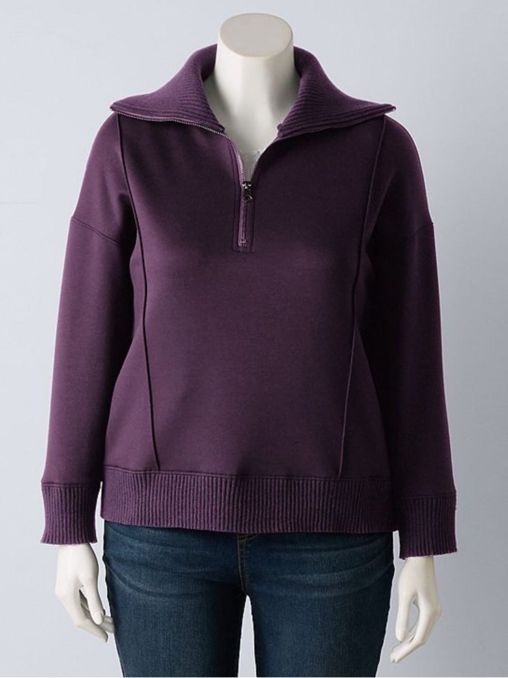 Simply Vera Vera Wang Plum Half-Zip Pullover Sweatshirt